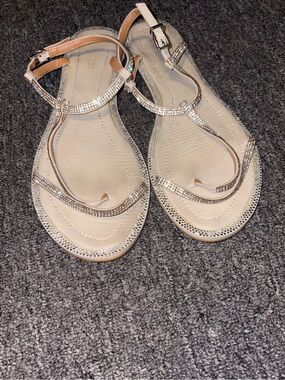 Express- Womens Embellished T-Strap Sandals